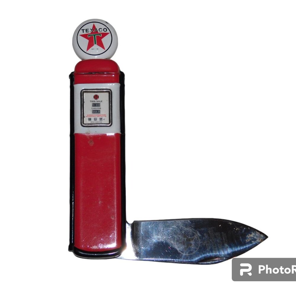 Franklin Mint Collector Knife, Texaco Gas Pump, With Padded Pouch